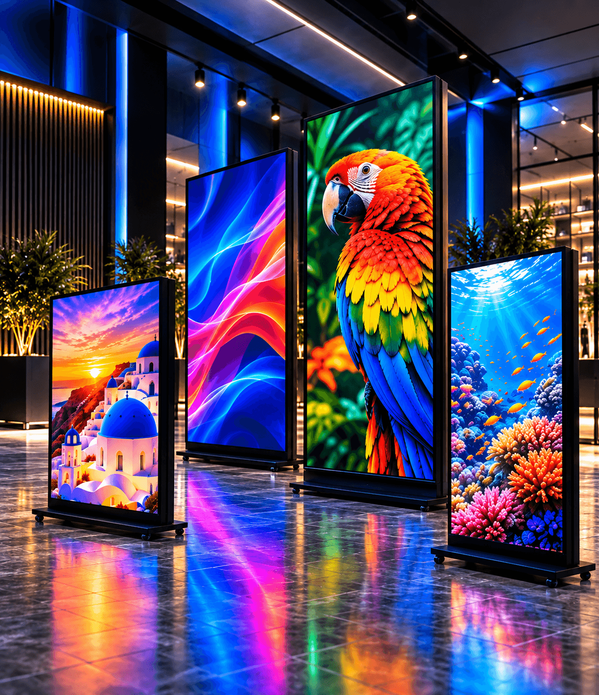 Πολύχρωμες οθόνες σε πολυτελές showroom (1)